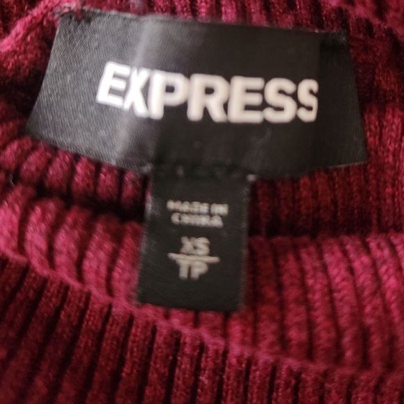 Express Sweater Fitted Turtleneck Ribbed Burgundy Womens Size XS - Picture 12 of 12